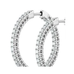 2.00ct Lab Diamond Hoop Earrings H/Si Quality In 9K White Gold - 32mm 9 2.00ct Lab Diamond Hoop Earrings H/Si Quality In 9K White Gold - 32mm -The Diamond Store LBF3037Wa