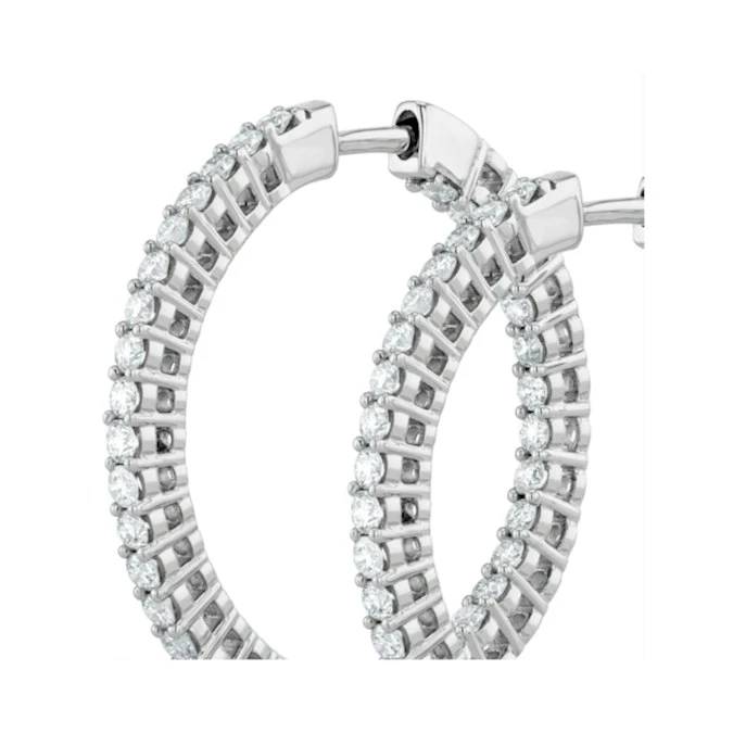 2.00ct Lab Diamond Hoop Earrings H/Si Quality In 9K White Gold - 32mm 4 2.00ct Lab Diamond Hoop Earrings H/Si Quality In 9K White Gold - 32mm - Image 4