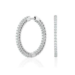 2.00ct Lab Diamond Hoop Earrings H/Si Quality In 9K White Gold - 32mm 8 2.00ct Lab Diamond Hoop Earrings H/Si Quality In 9K White Gold - 32mm -The Diamond Store LBF3037Ws