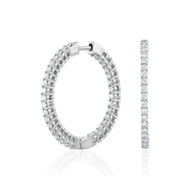 2.00ct Lab Diamond Hoop Earrings H/Si Quality In 9K White Gold - 32mm 3 2.00ct Lab Diamond Hoop Earrings H/Si Quality In 9K White Gold - 32mm - Image 3