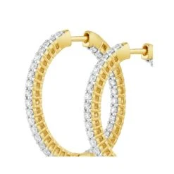 2.00ct Lab Diamond Hoop Earrings H/Si Quality In 9K Gold - 32mm -The Diamond Store LBF3037a