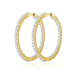 4.00ct Lab Diamond Hoop Earrings H/Si Quality In 9K Gold - 42mm
