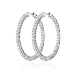 4.00ct Lab Diamond Hoop Earrings H/Si Quality In 9K White Gold - 42mm