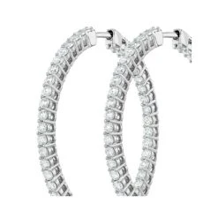 4.00ct Lab Diamond Hoop Earrings H/Si Quality In 9K White Gold - 42mm -The Diamond Store LBF3038Wa