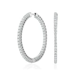 4.00ct Lab Diamond Hoop Earrings H/Si Quality In 9K White Gold - 42mm -The Diamond Store LBF3038Ws