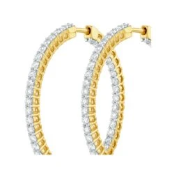 4.00ct Lab Diamond Hoop Earrings H/Si Quality In 9K Gold - 42mm -The Diamond Store LBF3038a