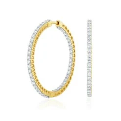 4.00ct Lab Diamond Hoop Earrings H/Si Quality In 9K Gold - 42mm -The Diamond Store LBF3038s