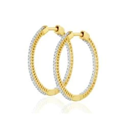 0.50ct Lab Diamond Hoop Earrings H/Si Quality In 9K Gold - 26mm