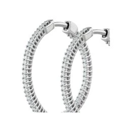 0.50ct Lab Diamond Hoop Earrings H/Si Quality In 9K White Gold - 26mm -The Diamond Store LBF3039Wa