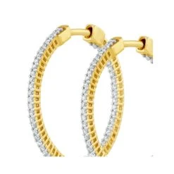 0.50ct Lab Diamond Hoop Earrings H/Si Quality In 9K Gold - 26mm -The Diamond Store LBF3039a