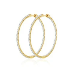 1.00ct Lab Diamond Hoop Earrings H/Si Quality In 9K Gold - 40mm