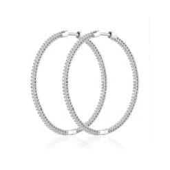 1.00ct Lab Diamond Hoop Earrings H/Si Quality In 9K White Gold - 40mm