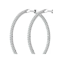 1.00ct Lab Diamond Hoop Earrings H/Si Quality In 9K White Gold - 40mm -The Diamond Store LBF3043Wa