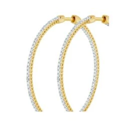 1.00ct Lab Diamond Hoop Earrings H/Si Quality In 9K Gold - 40mm -The Diamond Store LBF3043a