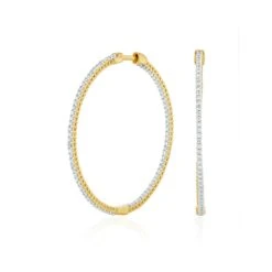 1.00ct Lab Diamond Hoop Earrings H/Si Quality In 9K Gold - 40mm -The Diamond Store LBF3043s