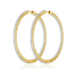 4.00ct Lab Diamond Hoop Earrings H/Si Quality In 9K Gold - 52mm