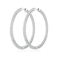 4.00ct Lab Diamond Hoop Earrings H/Si Quality In 9K White Gold - 52mm