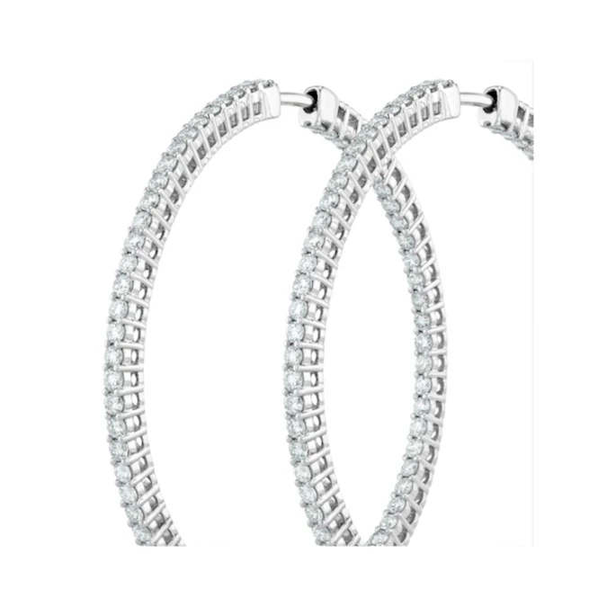 4.00ct Lab Diamond Hoop Earrings H/Si Quality In 9K White Gold - 52mm 4 4.00ct Lab Diamond Hoop Earrings H/Si Quality In 9K White Gold - 52mm - Image 4