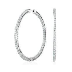 4.00ct Lab Diamond Hoop Earrings H/Si Quality In 9K White Gold - 52mm 8 4.00ct Lab Diamond Hoop Earrings H/Si Quality In 9K White Gold - 52mm -The Diamond Store LBF3044Ws