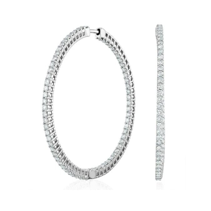 4.00ct Lab Diamond Hoop Earrings H/Si Quality In 9K White Gold - 52mm 3 4.00ct Lab Diamond Hoop Earrings H/Si Quality In 9K White Gold - 52mm - Image 3