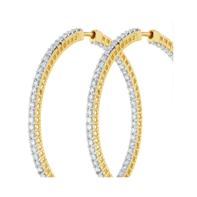 4.00ct Lab Diamond Hoop Earrings H/Si Quality In 9K Gold - 52mm 4 4.00ct Lab Diamond Hoop Earrings H/Si Quality In 9K Gold - 52mm - Image 4