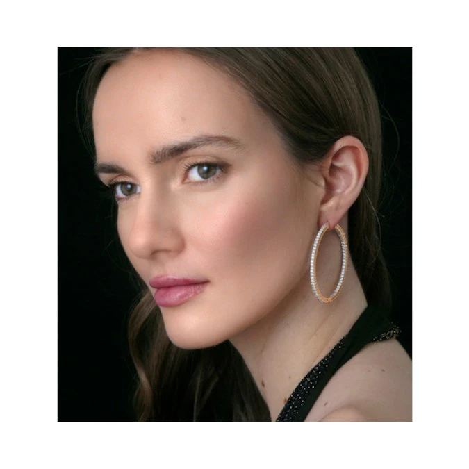 4.00ct Lab Diamond Hoop Earrings H/Si Quality In 9K Gold - 52mm 2 4.00ct Lab Diamond Hoop Earrings H/Si Quality In 9K Gold - 52mm - Image 2