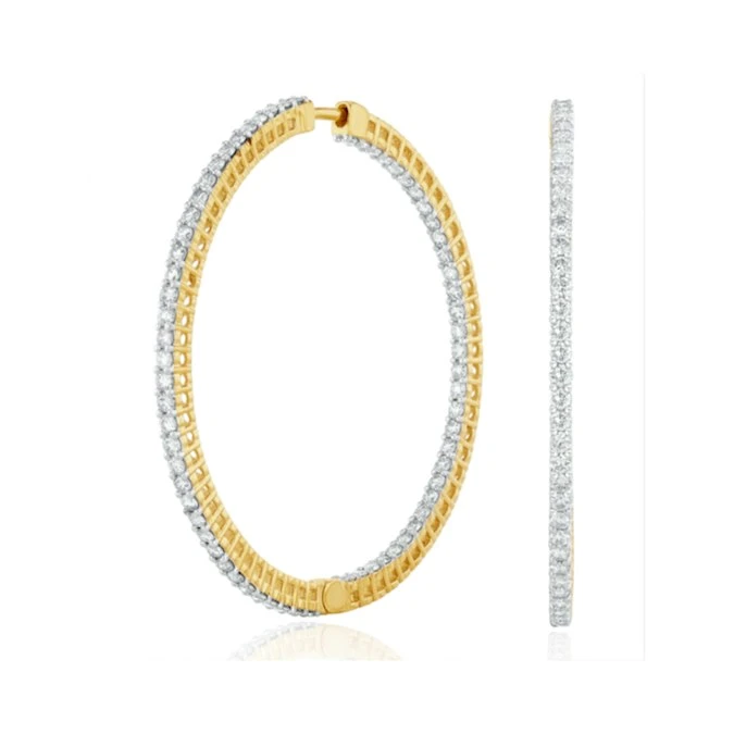 4.00ct Lab Diamond Hoop Earrings H/Si Quality In 9K Gold - 52mm 3 4.00ct Lab Diamond Hoop Earrings H/Si Quality In 9K Gold - 52mm - Image 3