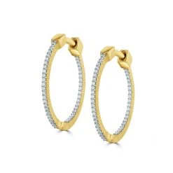 0.25ct Lab Diamond Hoop Earrings H/Si Quality In 9K Gold - 21mm