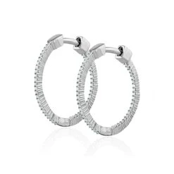 0.25ct Lab Diamond Hoop Earrings H/Si Quality In 9K White Gold - 21mm