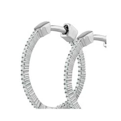 0.25ct Lab Diamond Hoop Earrings H/Si Quality In 9K White Gold - 21mm -The Diamond Store LBF3046Wa