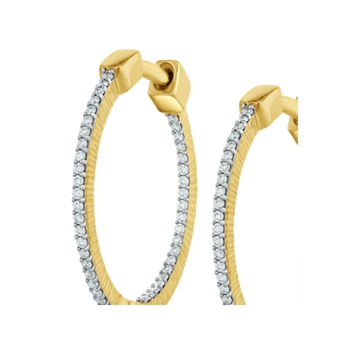 0.25ct Lab Diamond Hoop Earrings H/Si Quality In 9K Gold - 21mm 4 0.25ct Lab Diamond Hoop Earrings H/Si Quality In 9K Gold - 21mm - Image 4