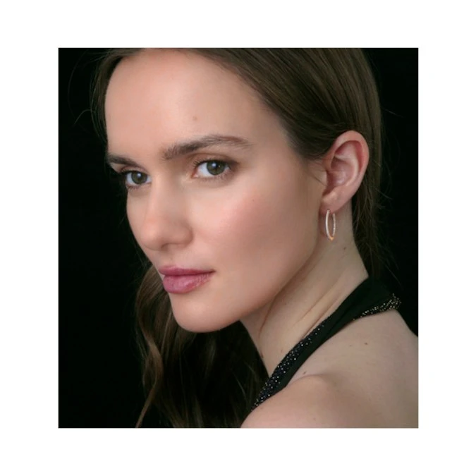 0.25ct Lab Diamond Hoop Earrings H/Si Quality In 9K Gold - 21mm 2 0.25ct Lab Diamond Hoop Earrings H/Si Quality In 9K Gold - 21mm - Image 2