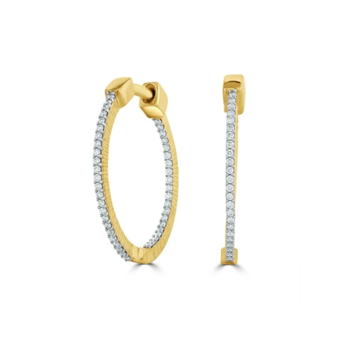 0.25ct Lab Diamond Hoop Earrings H/Si Quality In 9K Gold - 21mm 3 0.25ct Lab Diamond Hoop Earrings H/Si Quality In 9K Gold - 21mm - Image 3