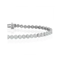3ct Cluster Lab Diamond Tennis Bracelet H/Si Set In 9K White Gold