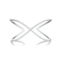 2.00ct Lab Diamond Infinity Cross-over Bangle In 9K White Gold
