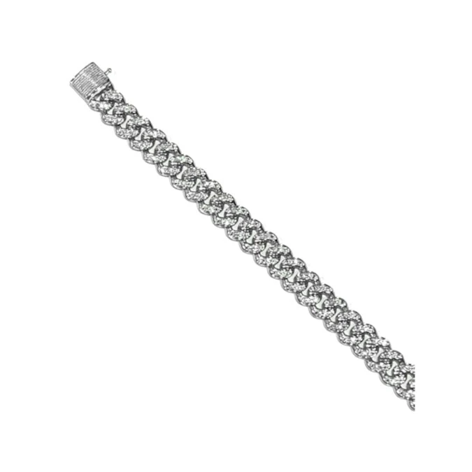 1.20CT Mens Lab Diamond Cuban Link Bracelet In Sterling Silver 3 1.20CT Mens Lab Diamond Cuban Link Bracelet In Sterling Silver - Image 3