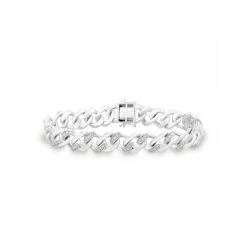 0.50ct Mens Lab Diamond Cuban Link Bracelet In 925 Sterling Silver