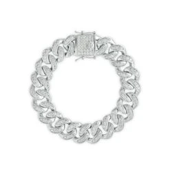 3.50ct Mens Lab Diamond Cuban Link Bracelet In 925 Sterling Silver