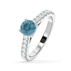 Natalia Blue Lab Diamond 1.50ct Side Stone Ring In Platinum - Elara Collection