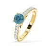 Natalia Blue Lab Diamond 1.50ct Side Stone Ring In 18K Yellow Gold - Elara Collection