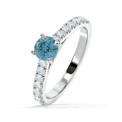 Natalia Blue Lab Diamond 0.91ct Side Stone Ring In 18K White Gold - Elara Collection