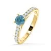 Natalia Blue Lab Diamond 0.91ct Side Stone Ring In 18K Yellow Gold - Elara Collection