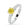 Natalia Yellow Lab Diamond 1.50ct Side Stone Ring In 18K White Gold - Elara Collection