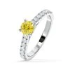 Natalia Yellow Lab Diamond 0.91ct Side Stone Ring In 18K White Gold - Elara Collection