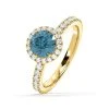 Alessandra Blue Lab Diamond 1.70.ct Halo Ring In 18K Yellow Gold - Elara Collection