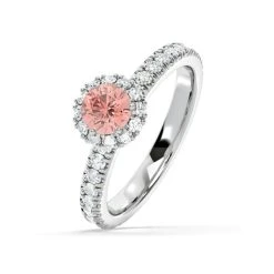 Alessandra Pink Lab Diamond 1.10.ct Halo Ring In 18K White Gold - Elara Collection