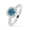 Elizabeth Blue Lab Diamond 1.70ct Halo Ring In 18K White Gold - Elara Collection