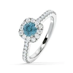 Elizabeth Blue Lab Diamond 1.00ct Halo Ring In Platinum - Elara Collection