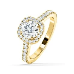 Elizabeth Lab Diamond Halo Engagement Ring In 18K Gold 1.70ct F/VS1