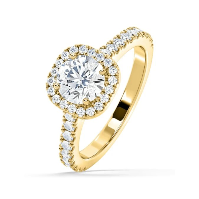 Elizabeth Lab Diamond Halo Engagement Ring In 18K Gold 2.50ct F/VS1 1 Elizabeth Lab Diamond Halo Engagement Ring In 18K Gold 2.50ct F/VS1